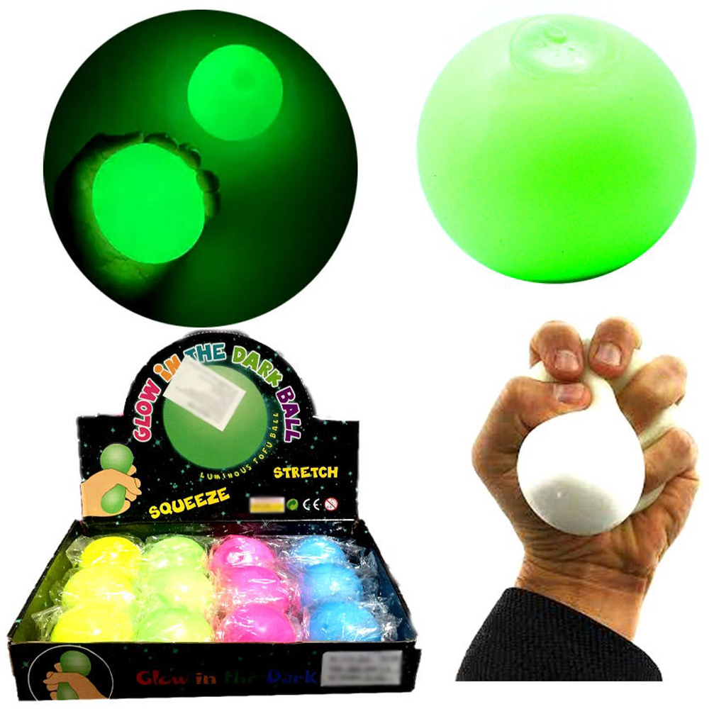 8 Pelotas pegajosas techo brilla en la oscuridad 5 cm