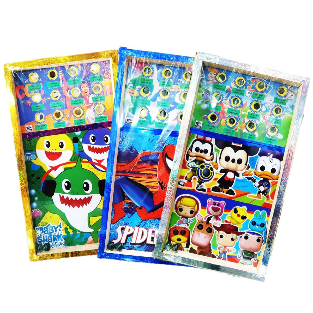 Caniquero de retos madera con 2 canicas 40x20 cm