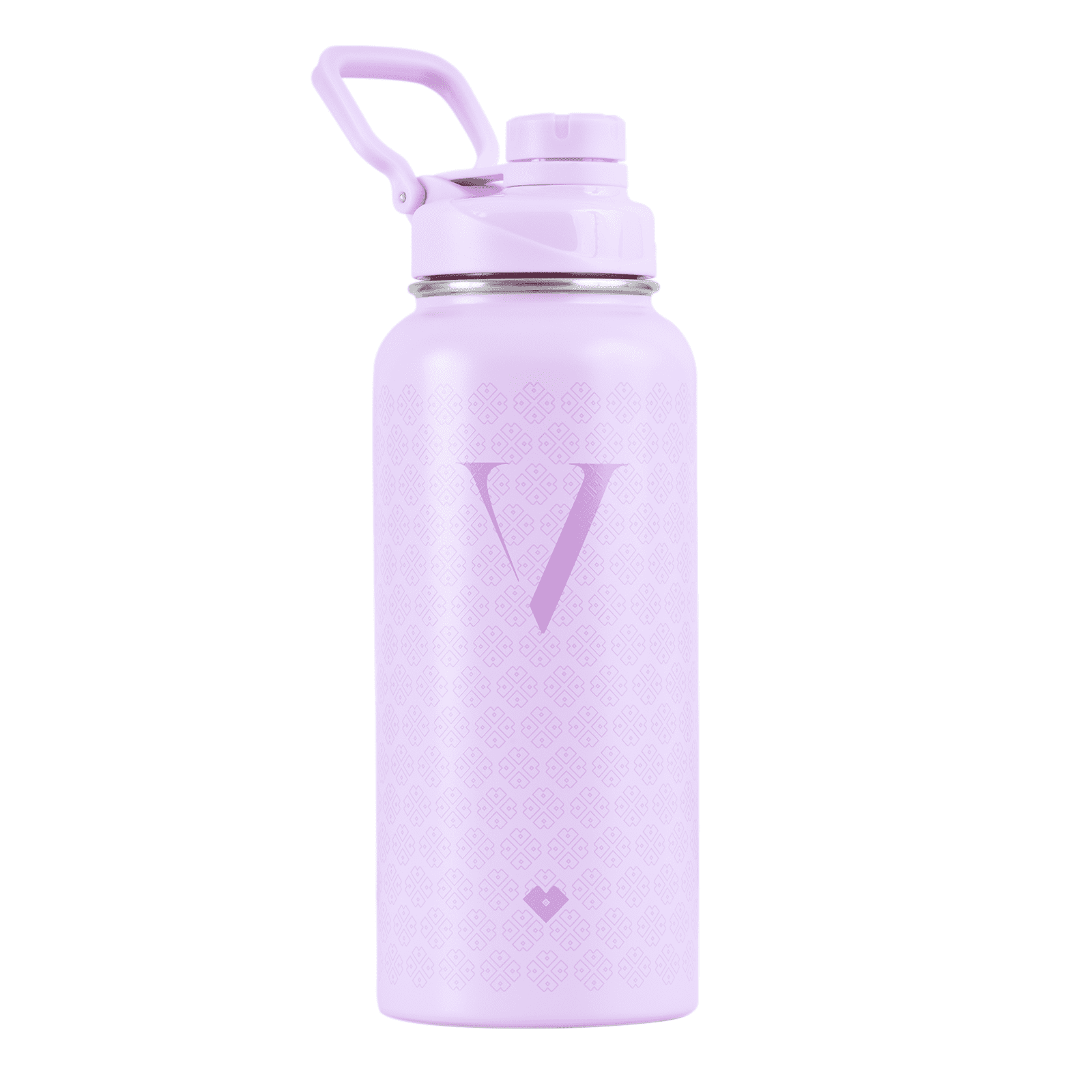 LuckyLy Termo de Acero Inoxidable Iniciales 1 Litro , Doble Aislamiento Térmico y Tapa Hermética Antigoteo, Botella de Agua Motivacional - Modelo Terry, Letra V