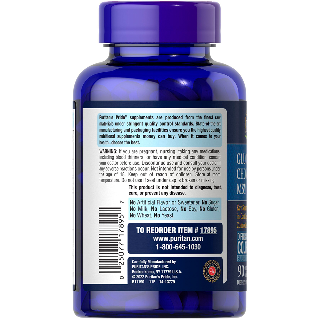Glucosamina de alta concentración, condroitina y MSM 90 tabletas