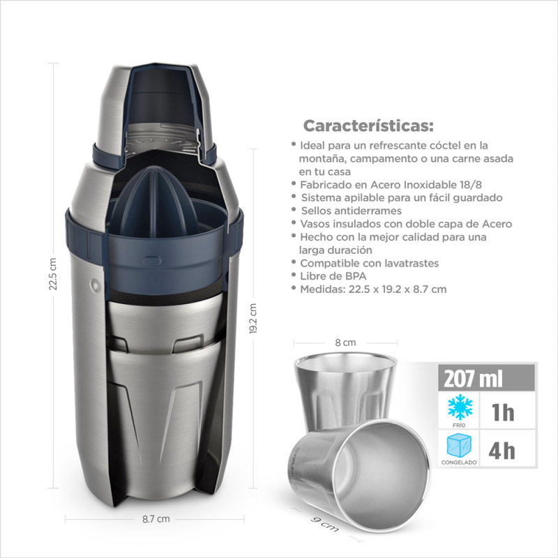 Sistema Shaker Happy Hour Cóctel Apilable Camping Stanley