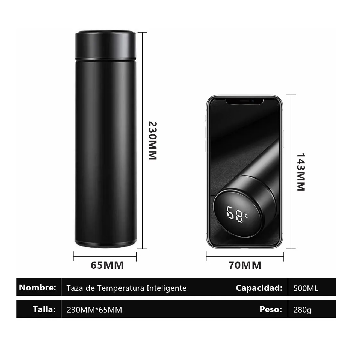 Termo Digital Inteligente Negro