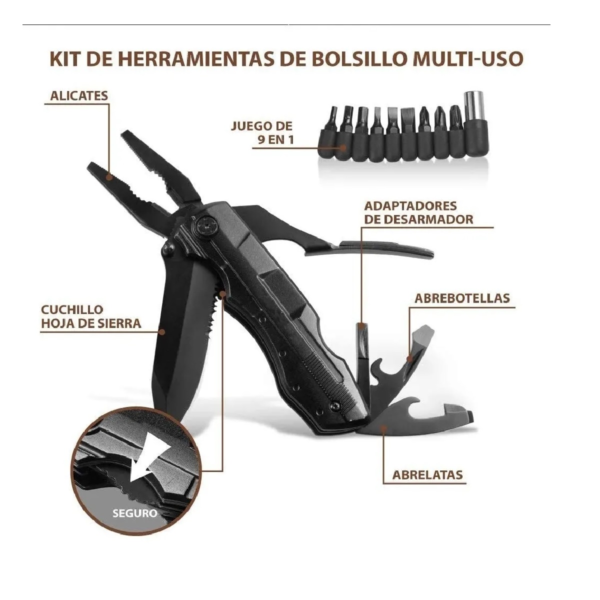 Multiherramienta Plegable para camping Tactica.