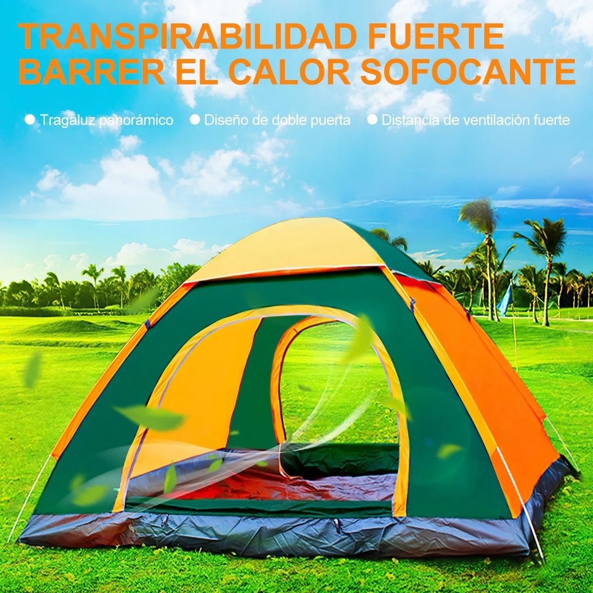 Tienda de acampar 2 personas Naranja c/verde