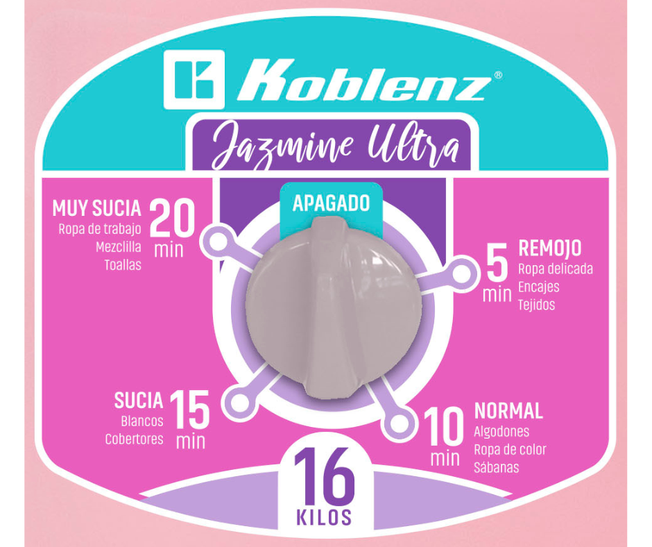 LAVADORA 16 KG JAZMINE ULTRA KOBLENZ LRK-16R