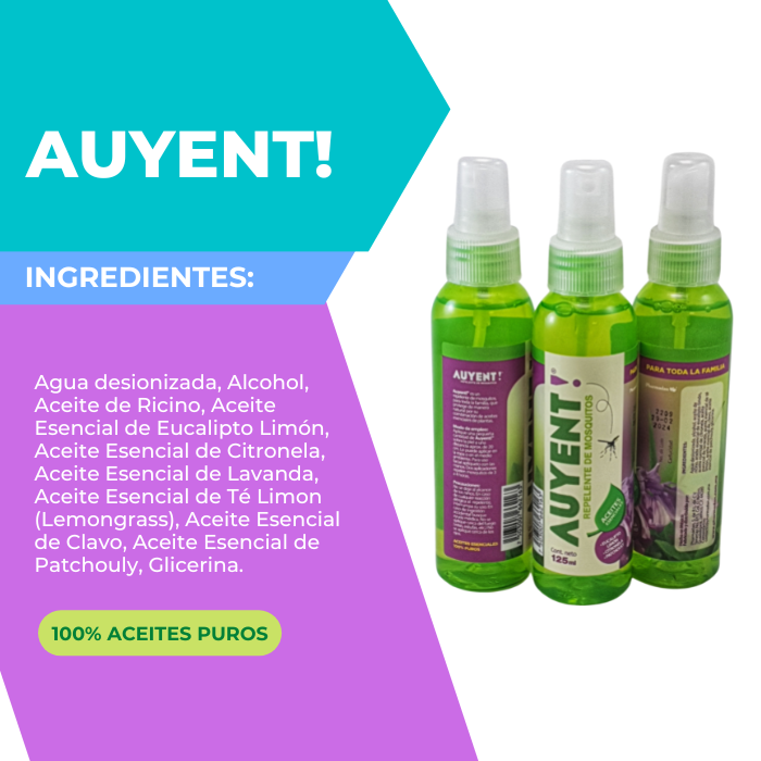 3 PACK Repelente De Mosquitos Con Aceites Esenciales Auyent!