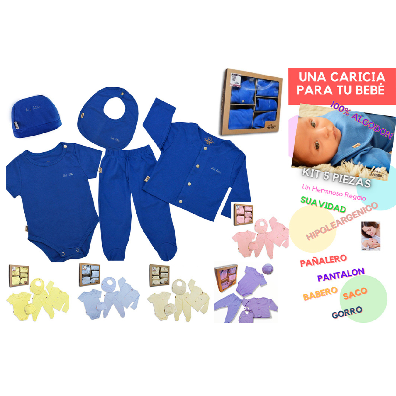 Kit Salir Del Hospital Bebe Algodón 5 Pz