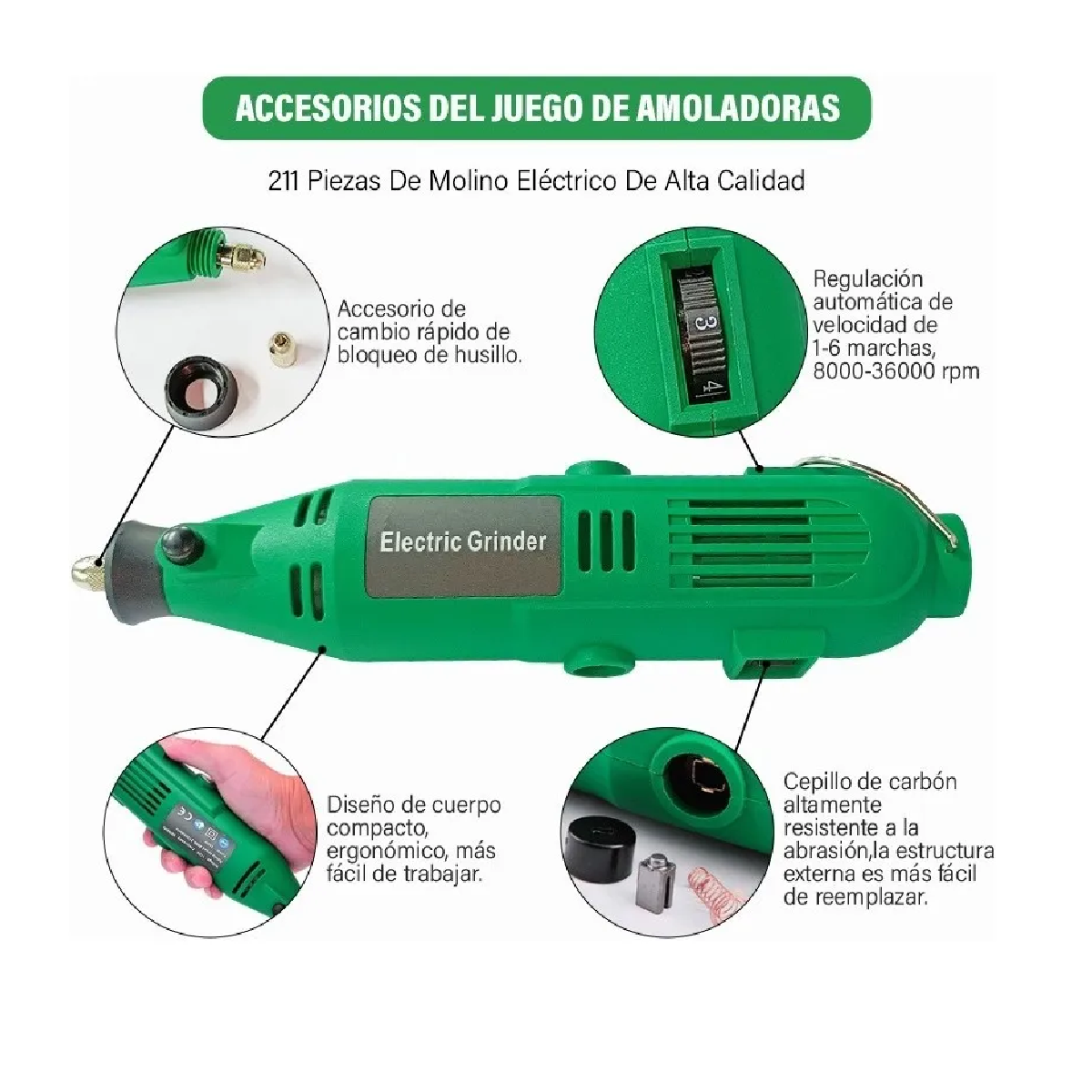 Kit Mini Taladro Rectificadora Esmeril