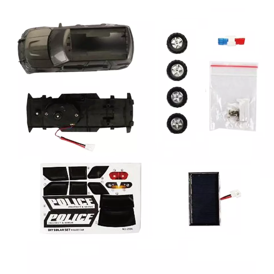 Camioneta de Policia Solar Armable con Torreta Luminosa y Calcomanias / Master / MP-KITPOLICECAR
