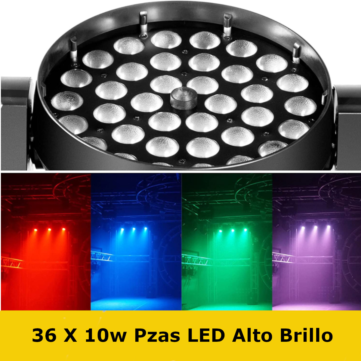 Cabeza Movil Led 36 x 10w RGBW High Power DMX512 4 en 1 360w