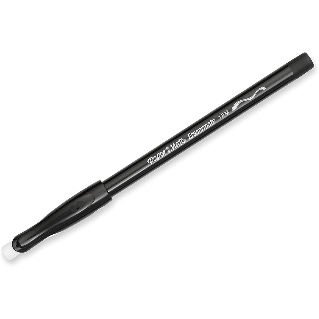 Paper Mate EraserMate Bolígrafo borrable, punta media, negro, 12 unidades