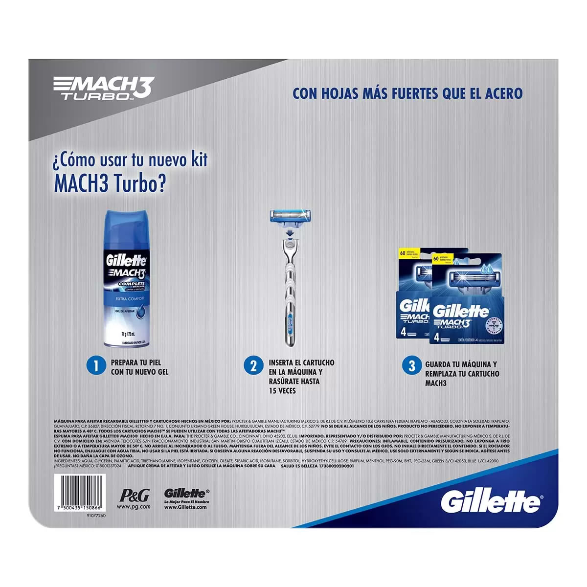 Maquina Para Afeitar Cartuchos y Gel Gillette Mach3 CST