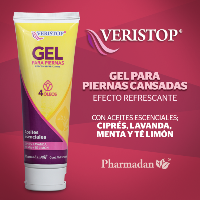 Gel Para Piernas Cansadas Veristop 250ml Varices Pharmadan