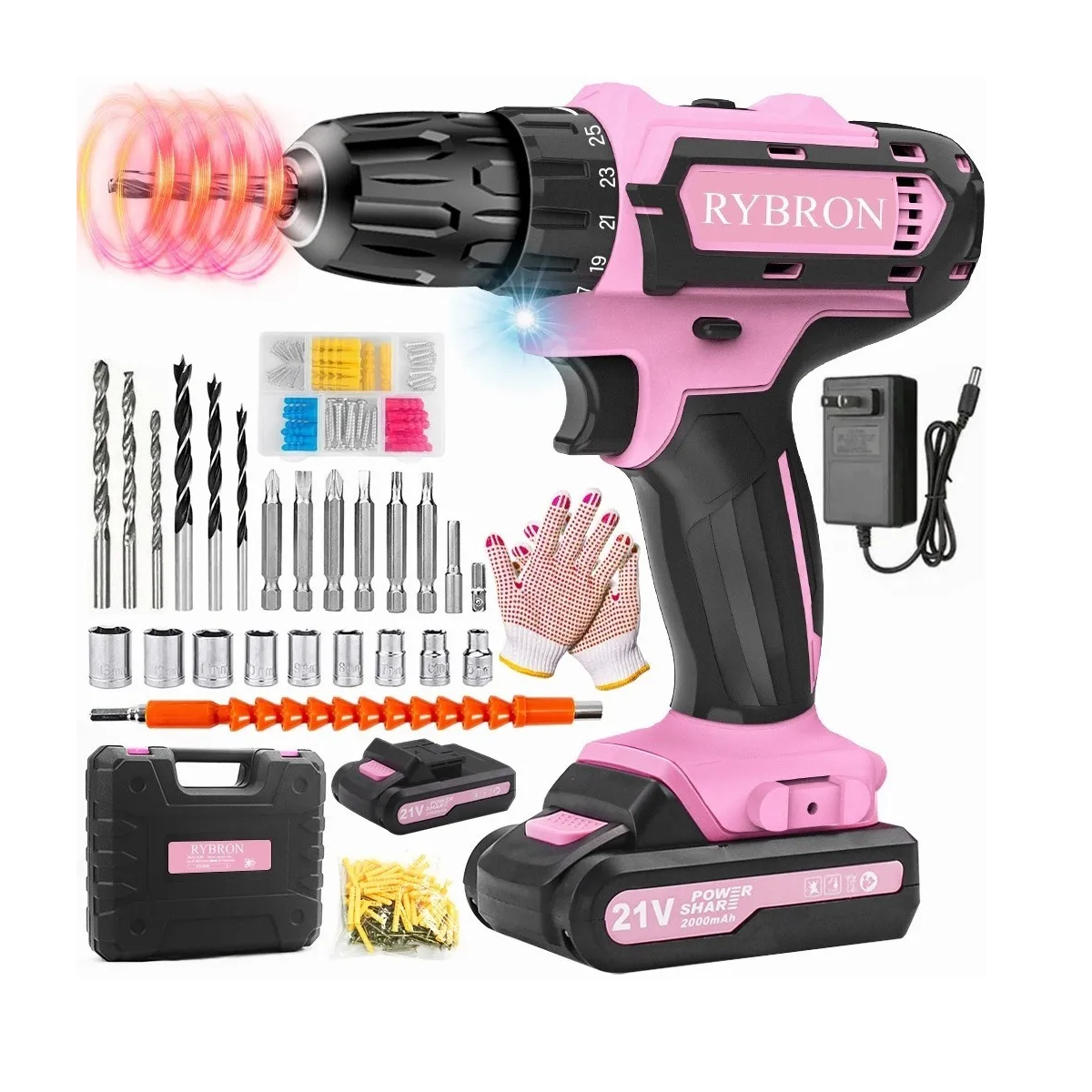 Taladro Electrico Inalambrico Rosa 