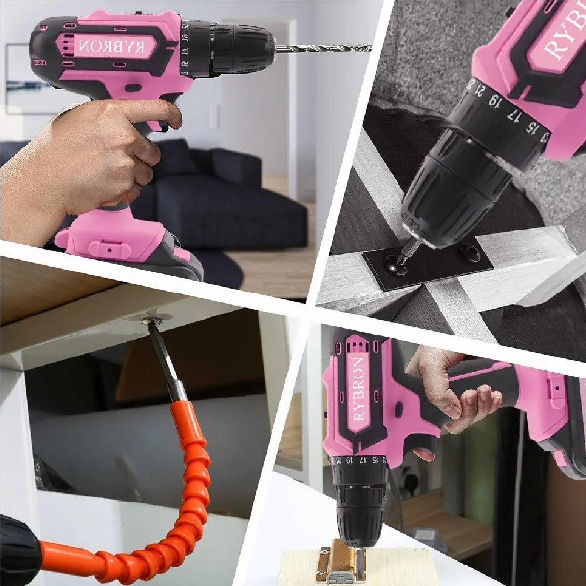 Taladro Electrico Inalambrico Rosa 