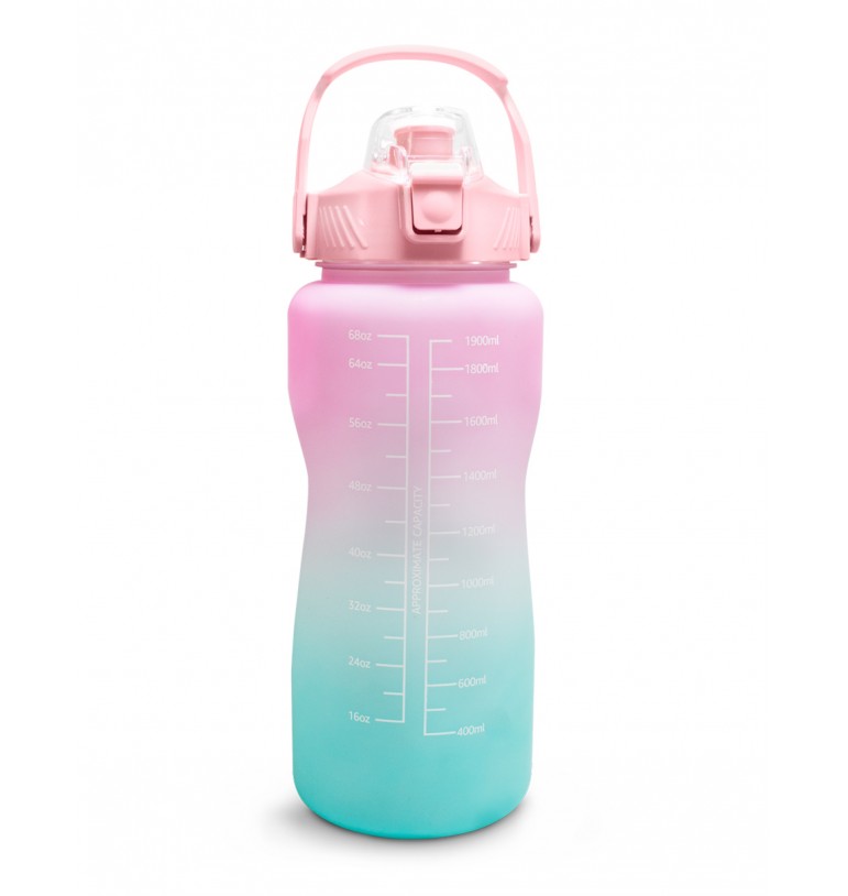 Botella para agua deportiva motivacional 2 litros multicolor