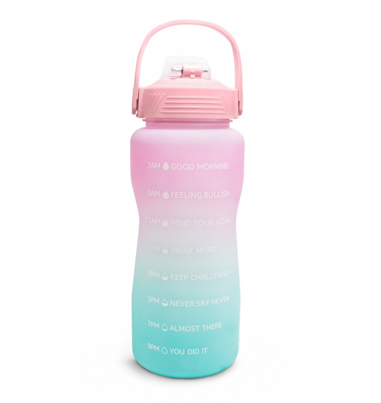 Botella para agua deportiva motivacional 2 litros multicolor