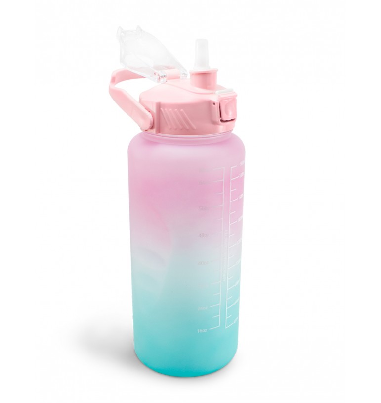 Botella para agua deportiva motivacional 2 litros multicolor