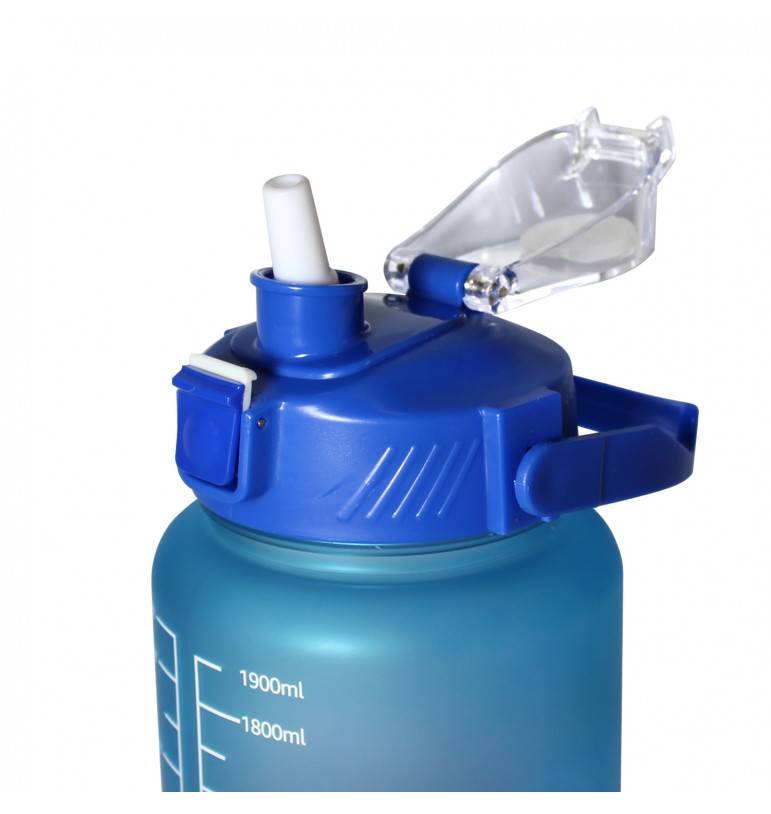 Botella de agua motivacional 2 litros con popote y correa