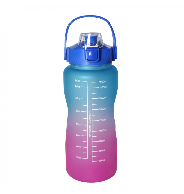 Botella de agua motivacional 2 litros con popote y correa