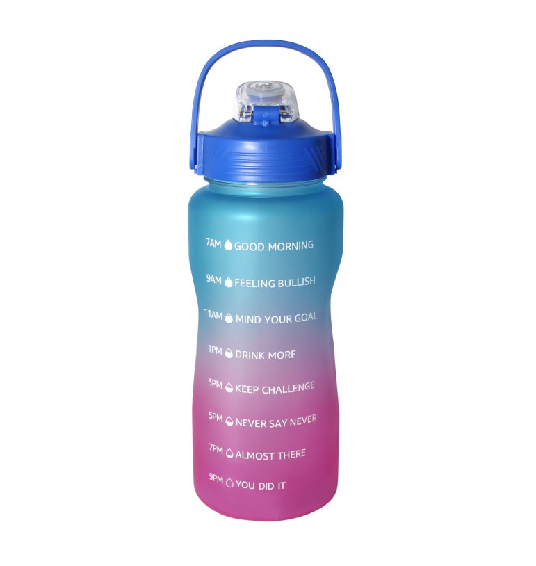 Botella de agua motivacional 2 litros con popote y correa