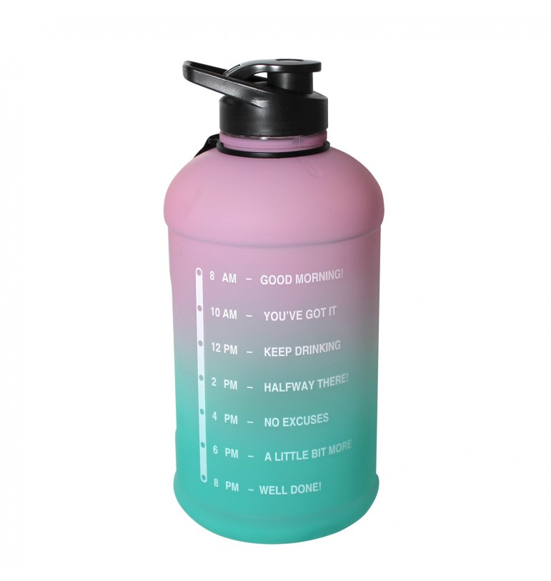 Botella de agua motivacional 2.2 litros con popote y correa