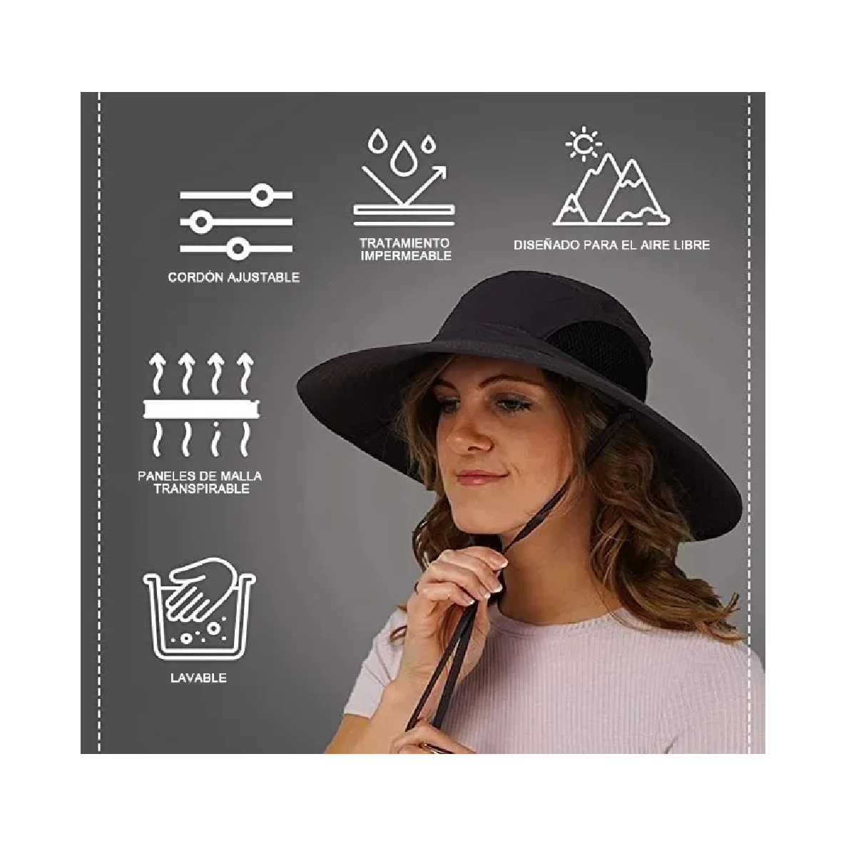 Sombrero Para El Sol Con Proteccion Dark  Gray
