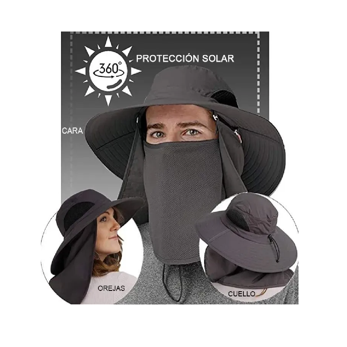 Sombrero Para El Sol Con Proteccion Dark  Gray
