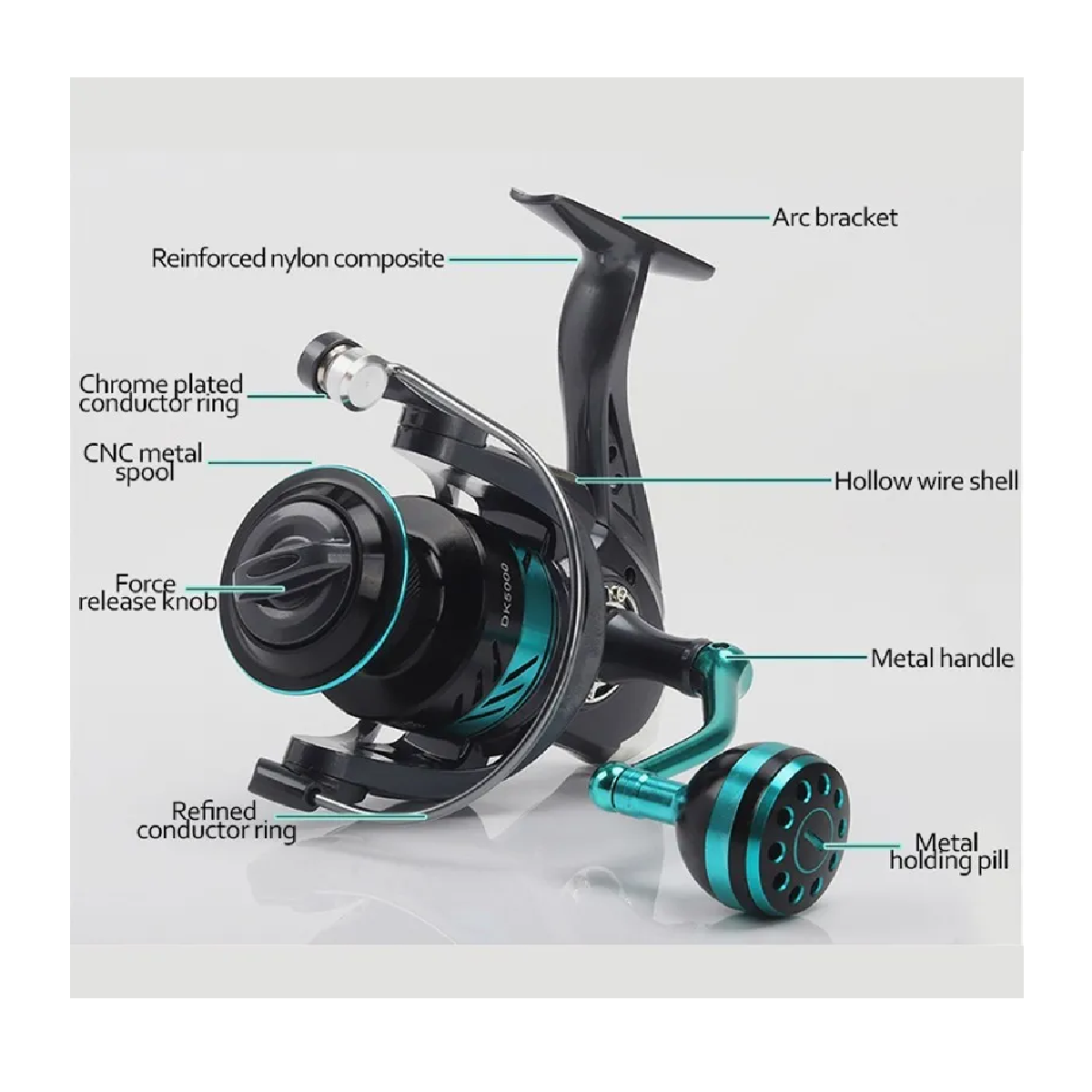 Carrete De Pesca Negro Arrastre Maximo Dk 7000