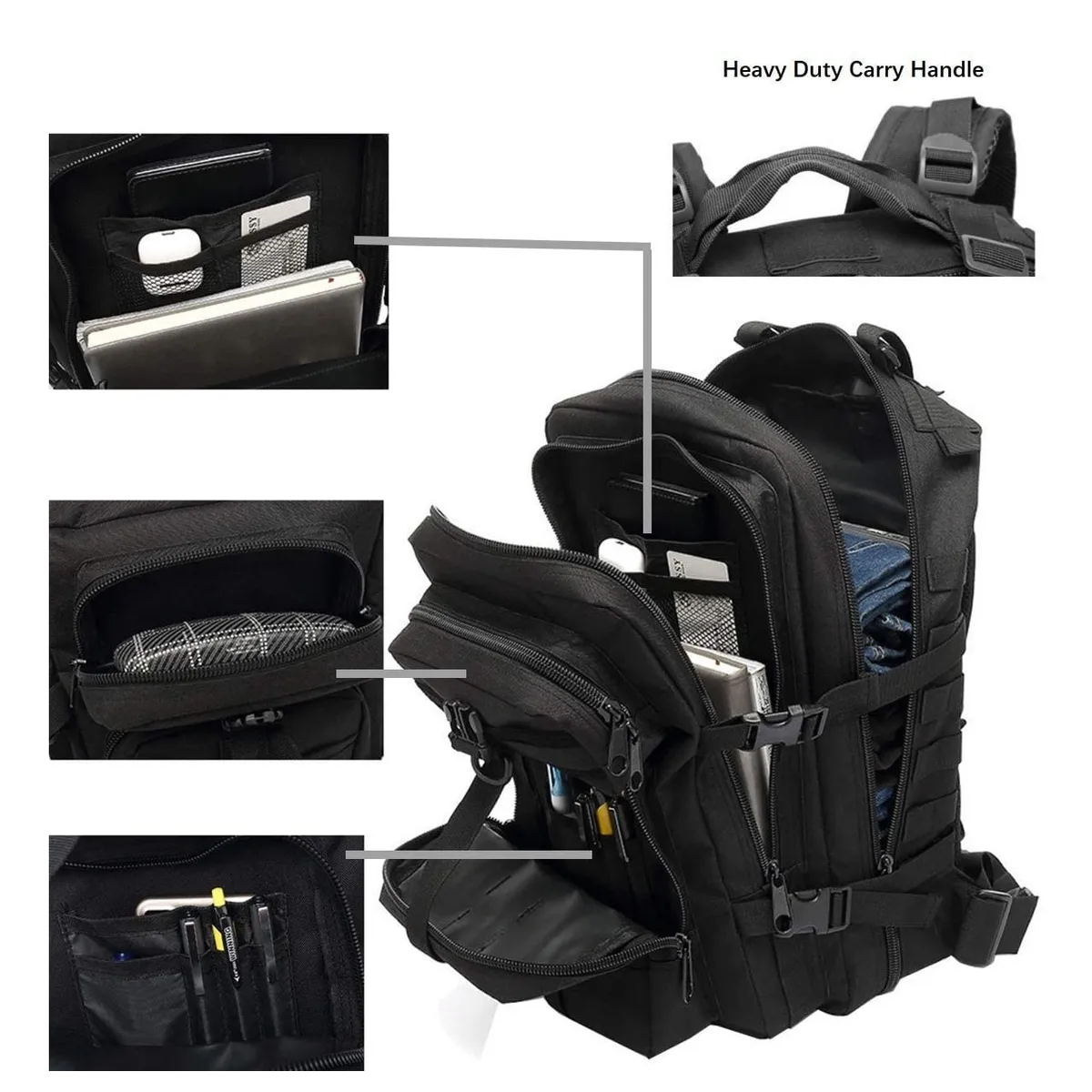 Mochila Militar Táctica Negro Camping