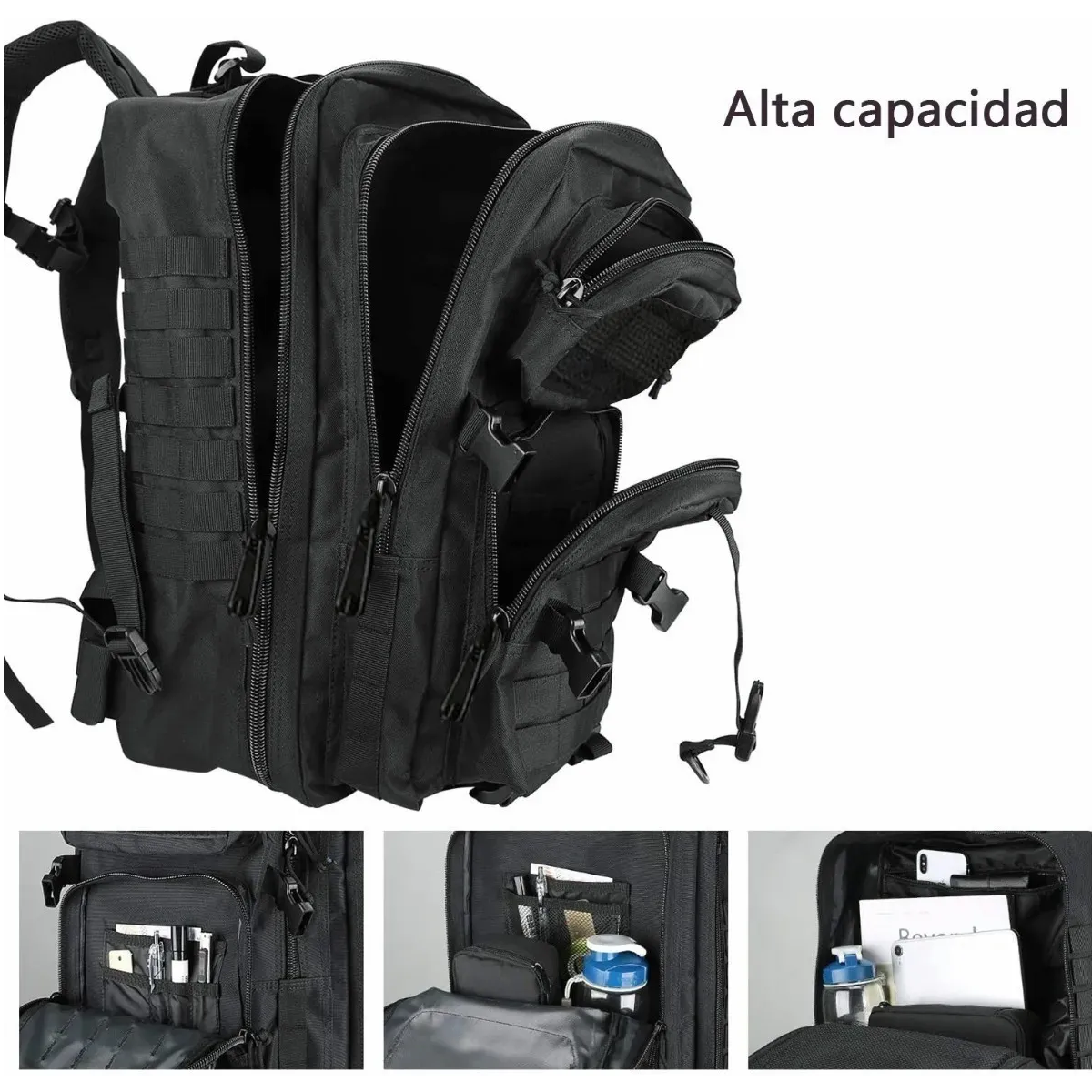 MOCHILA TACTICA CAMUFLAJE NEGRO DE DOS ASAS - El Bunker