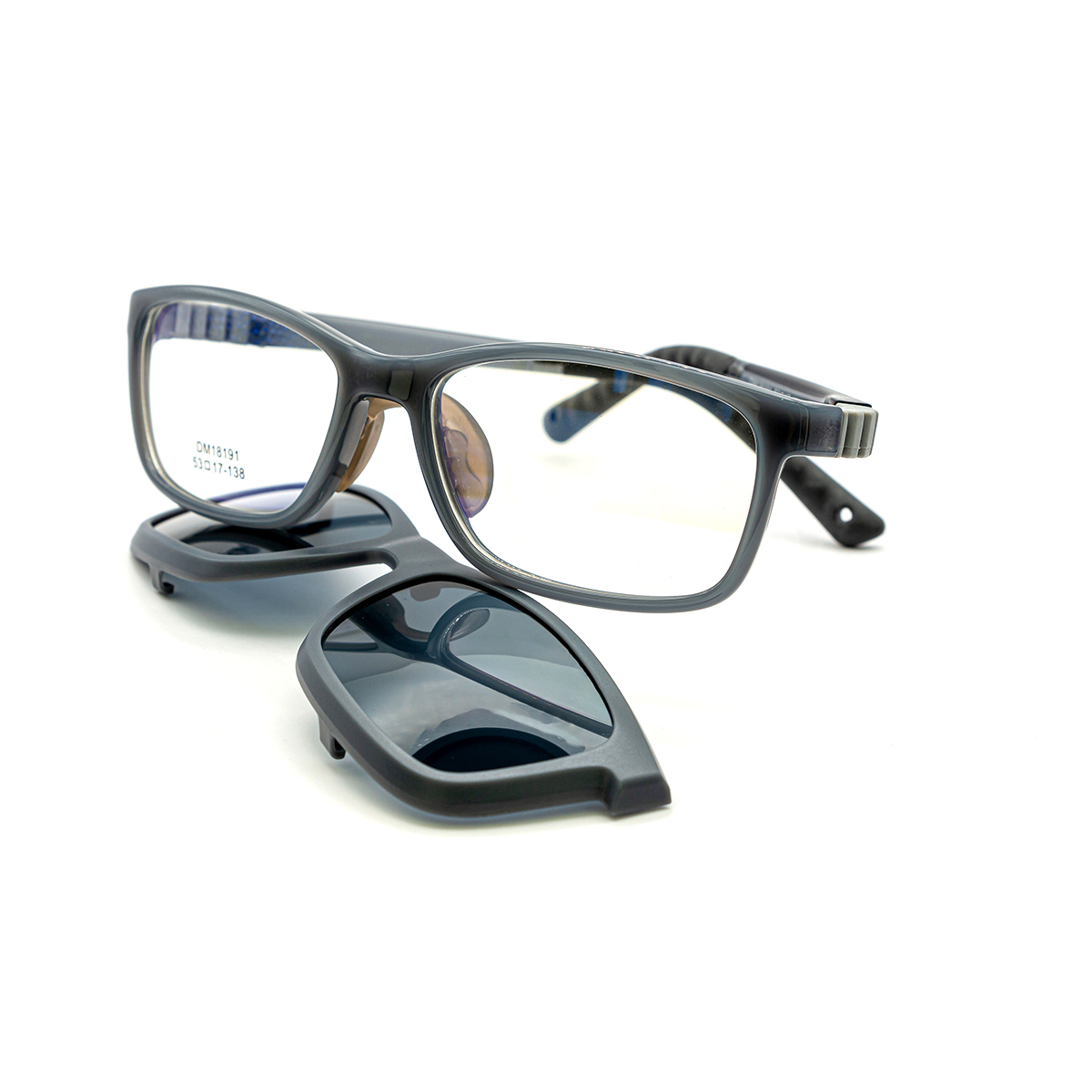 Lente infantil con sobrepuesto solar irrompible Grey Flex