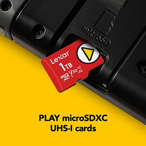 Micro sd 1tb Lexar Play Tarjeta Compatible con Nintendo Switch Dispositivos portátiles para Juegos teléfonos Inteligentes y tabletas (LMSPLAY001T-BNNNU)