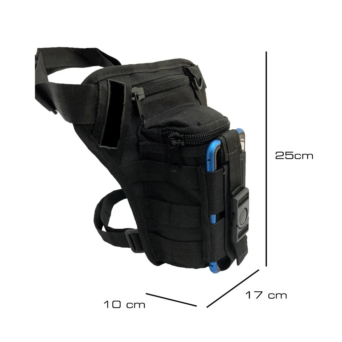 Piernera Tactica  Para Celular  Multiusos Negro