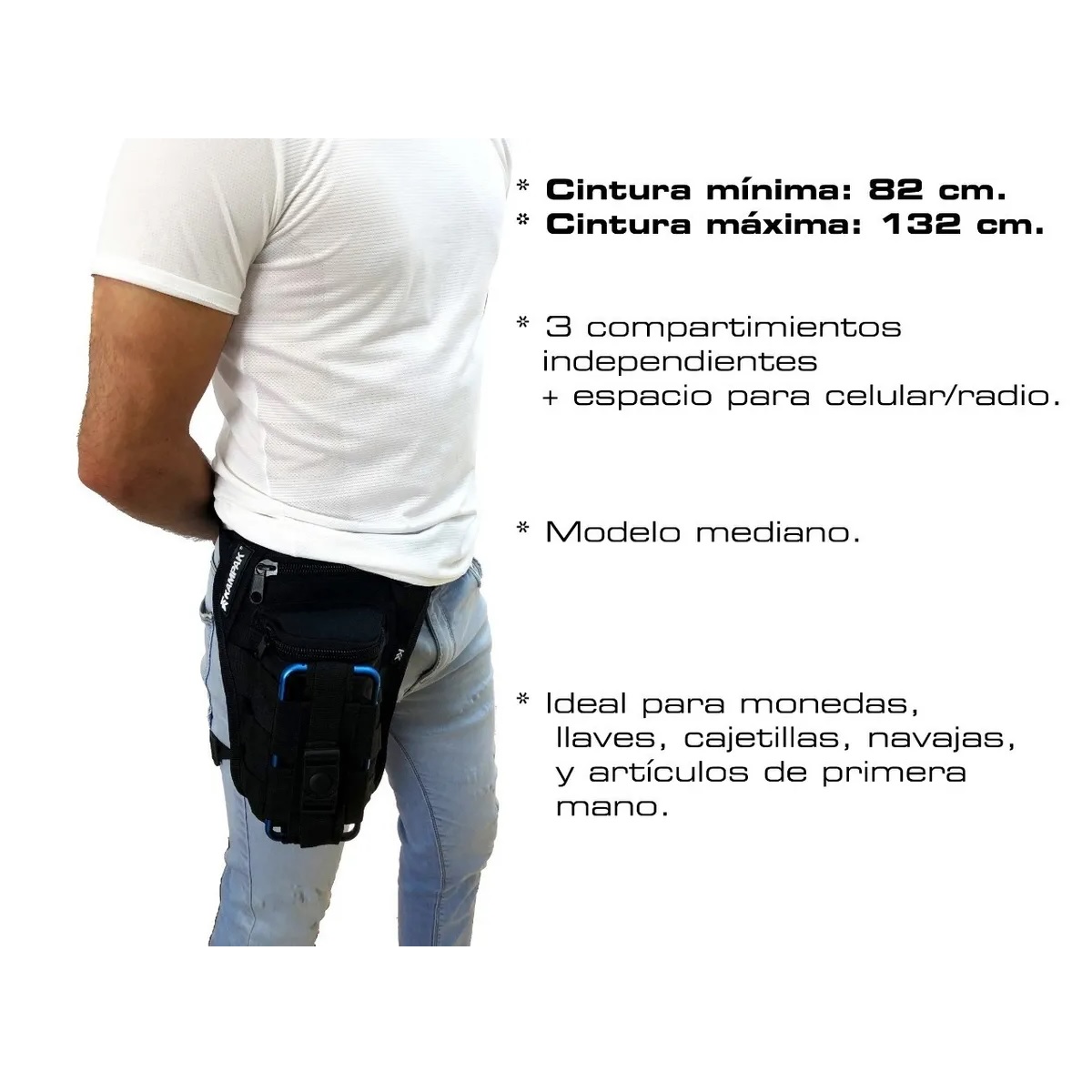 Piernera Tactica  Para Celular  Multiusos Negro