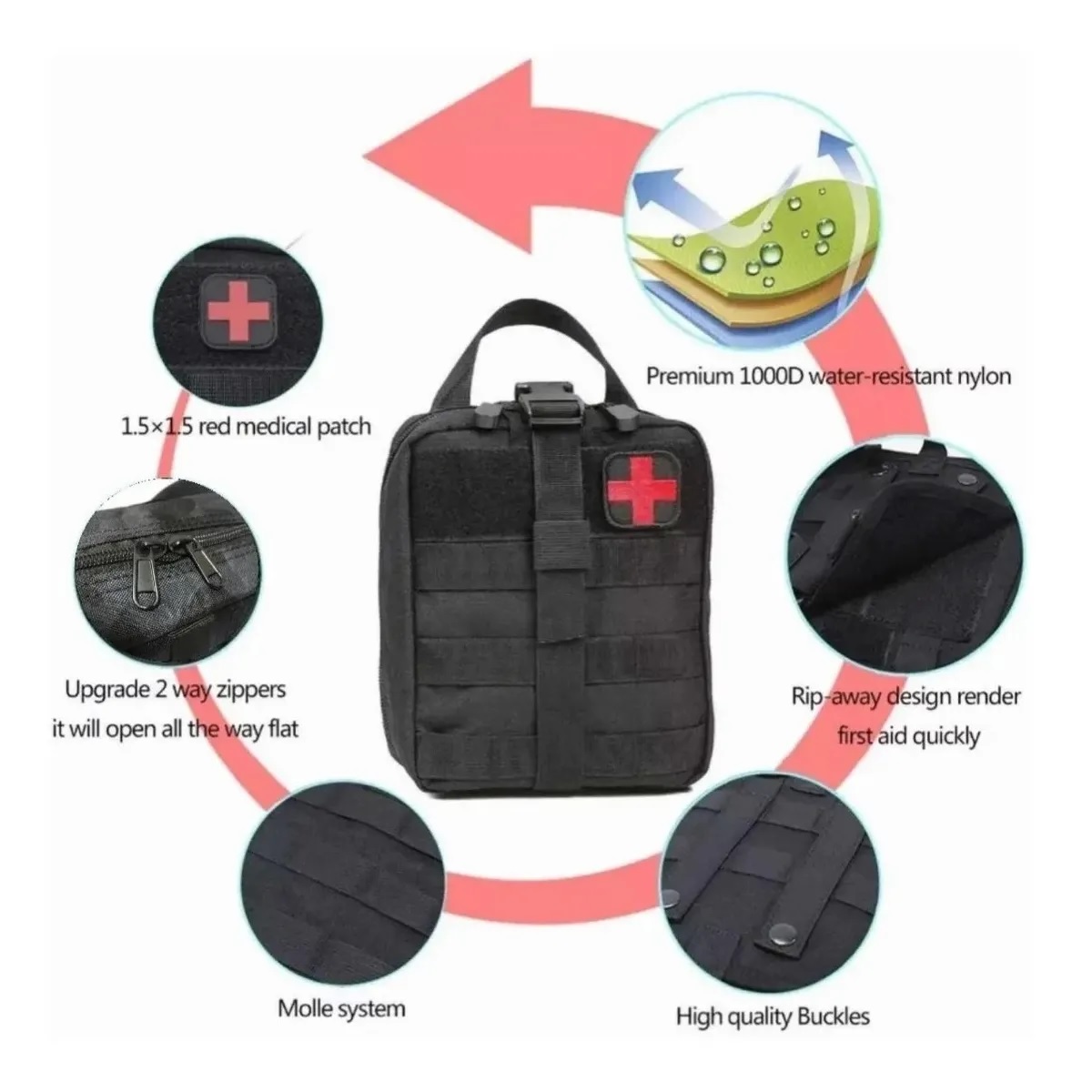 Mochila Botiquín Táctico Militar Campismo Negro