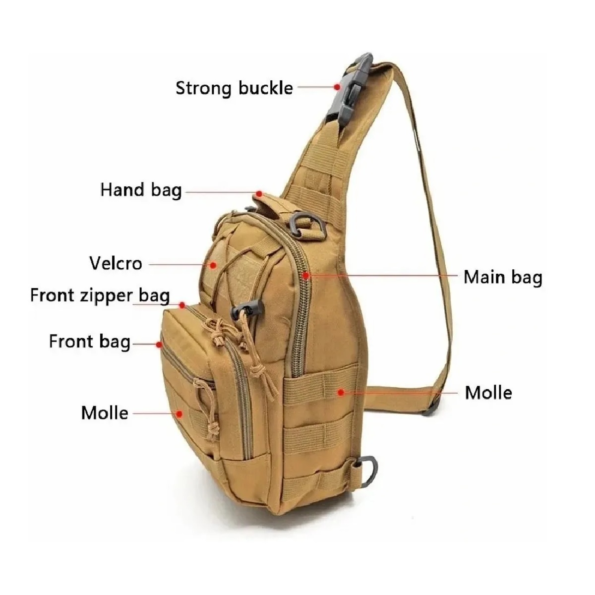 Mochila Pechera Táctica Militar Senderismo Caki