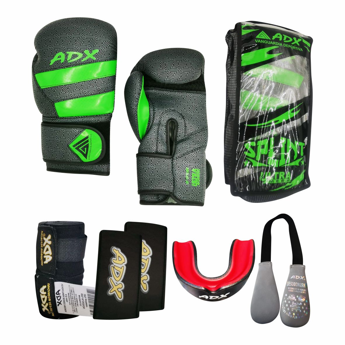 Kit De Guantes Para Boxeo Adx Modelo Split + Complementos