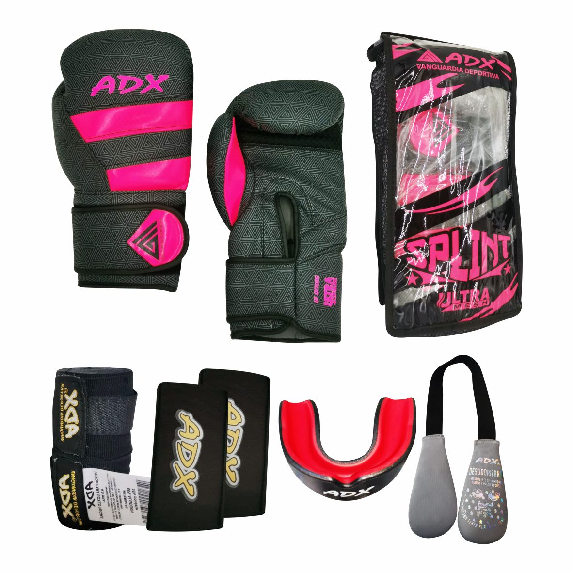 Kit De Guantes Para Boxeo Adx Modelo Split + Complementos