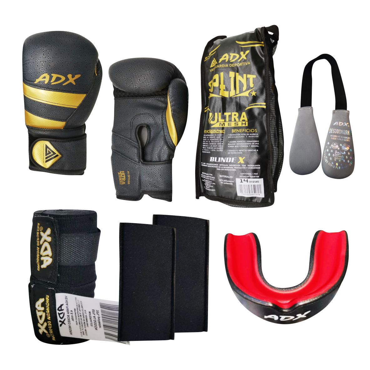 Kit De Guantes Para Boxeo Adx Modelo Split + Complementos