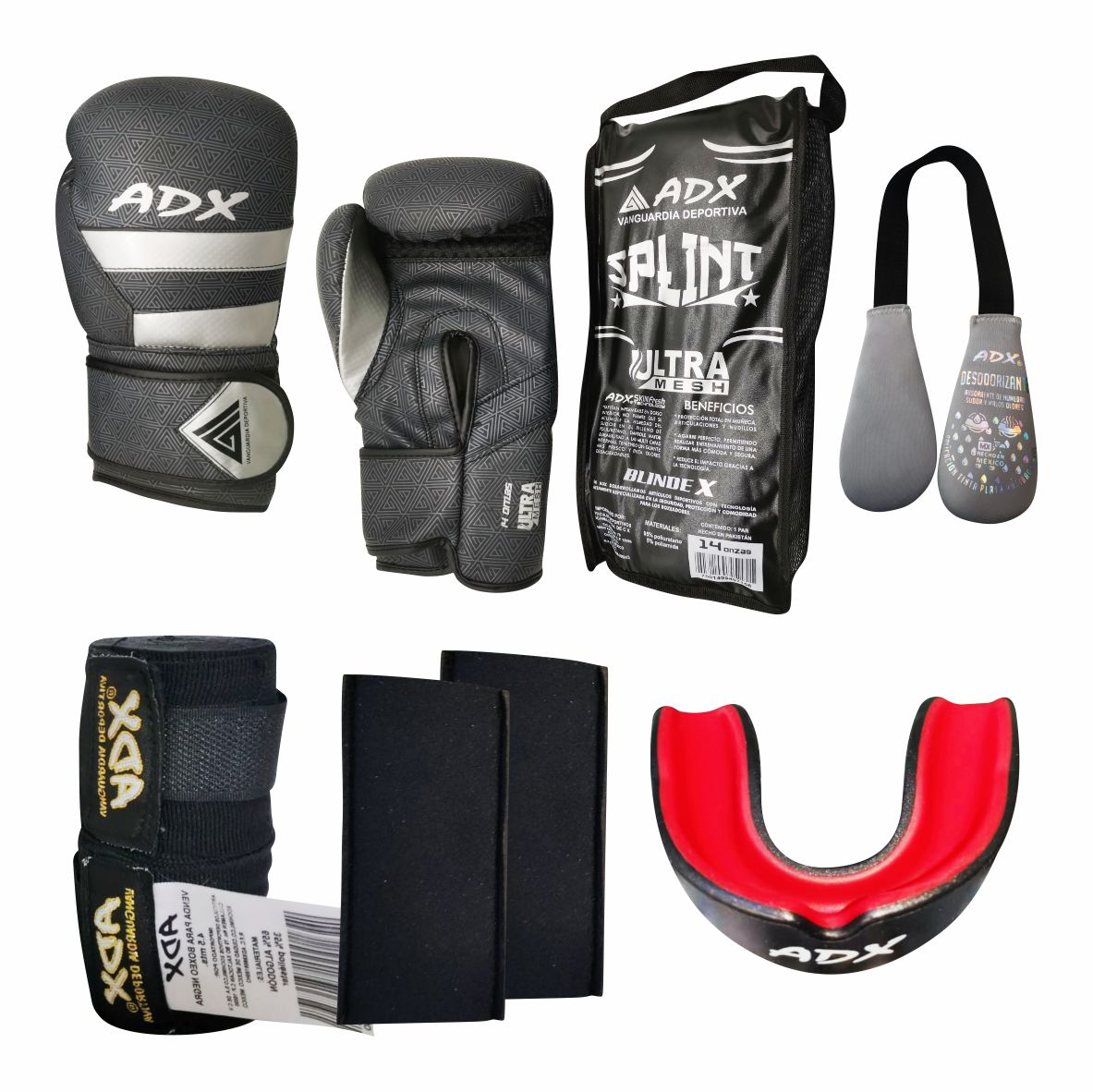 Kit De Guantes Para Boxeo Adx Modelo Split + Complementos
