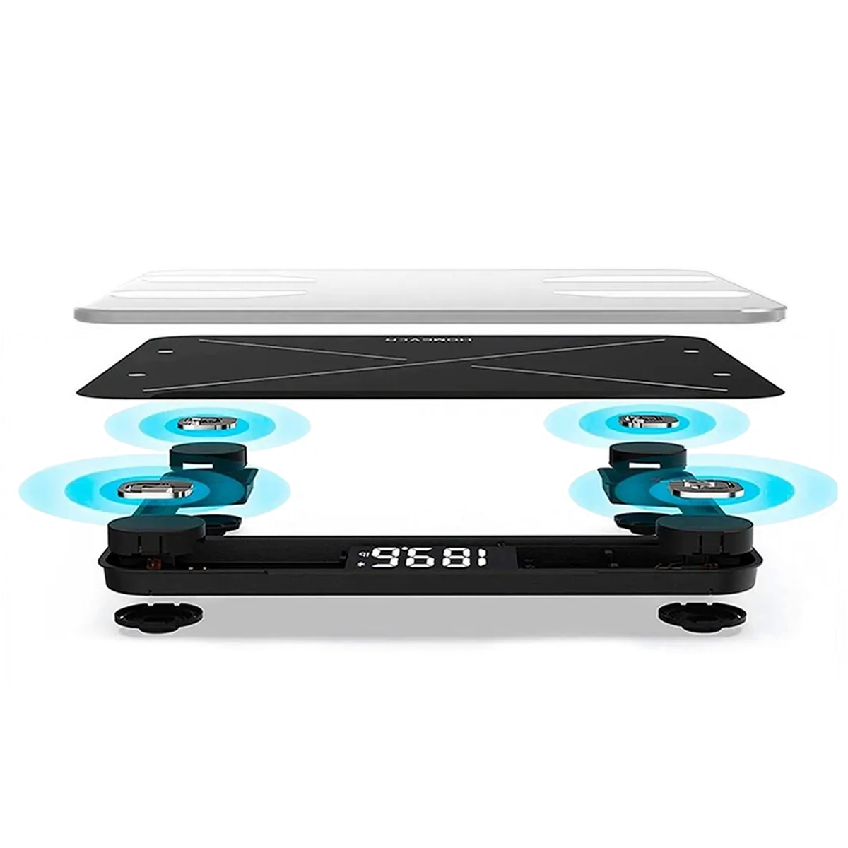 Bascula corporal digital Onerfit baño inteligente Bluetooth Fitness color Negro