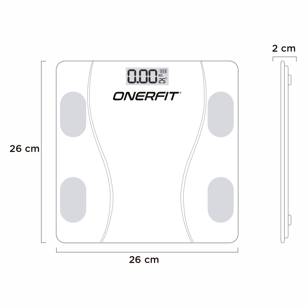 Bascula corporal digital Onerfit baño inteligente Bluetooth Fitness color Negro