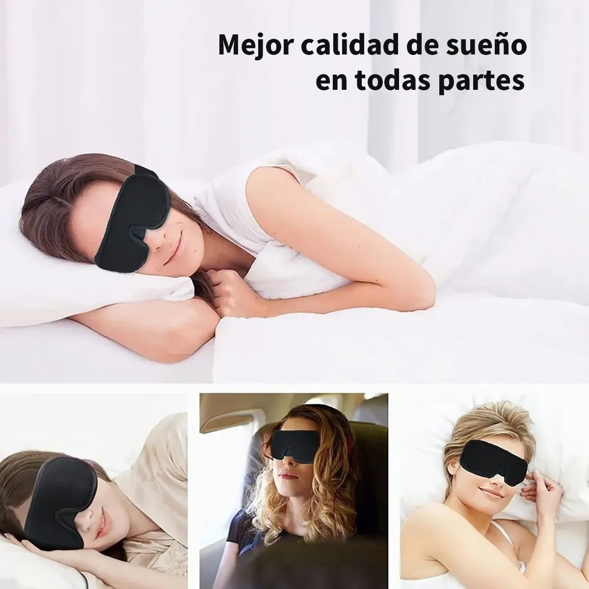 Antifaz 3d Para Dormir Ajustable Respirable + Tapones Oidos