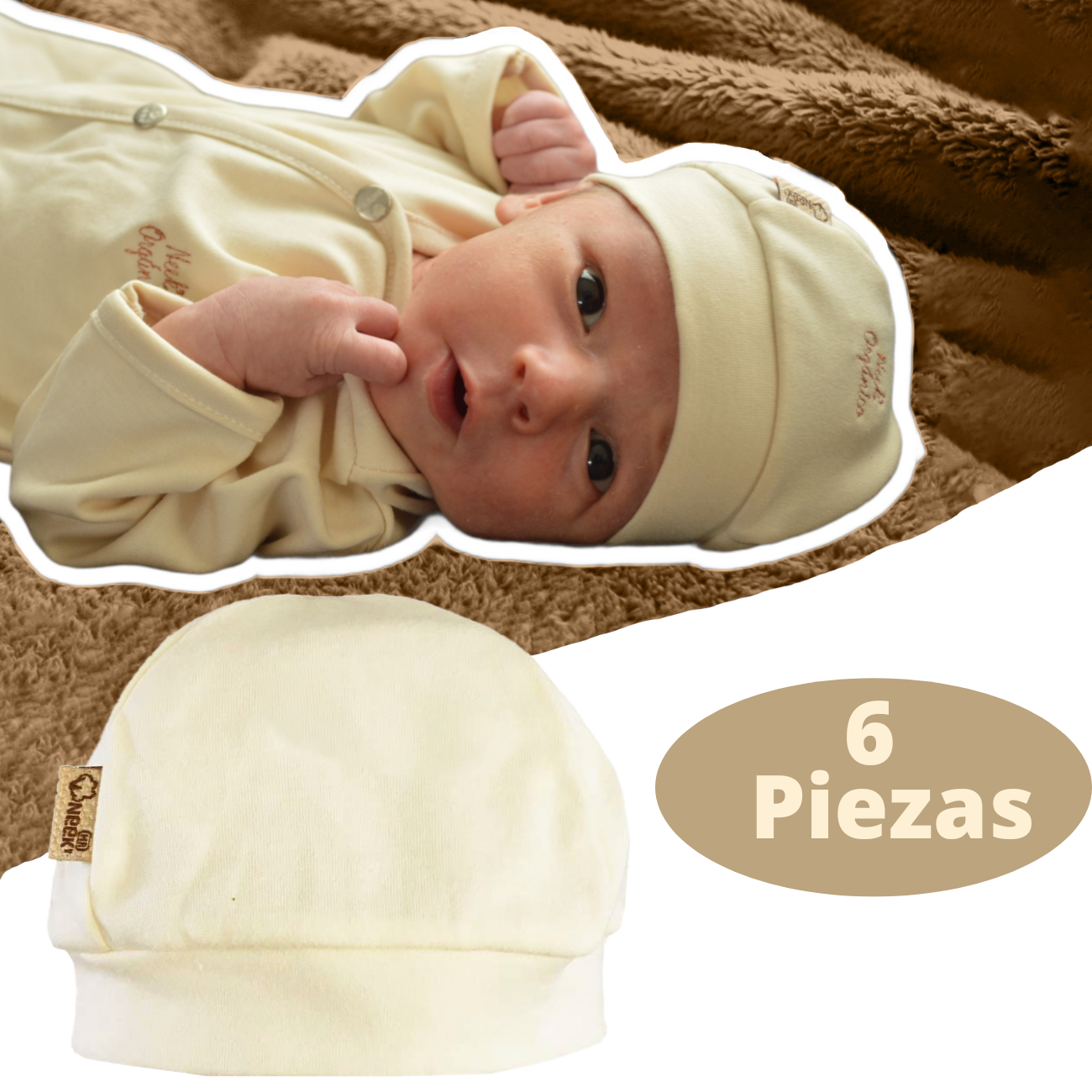 Gorro Para Bebé Recién Nacido 100% Algodón 6 Pz Neek'
