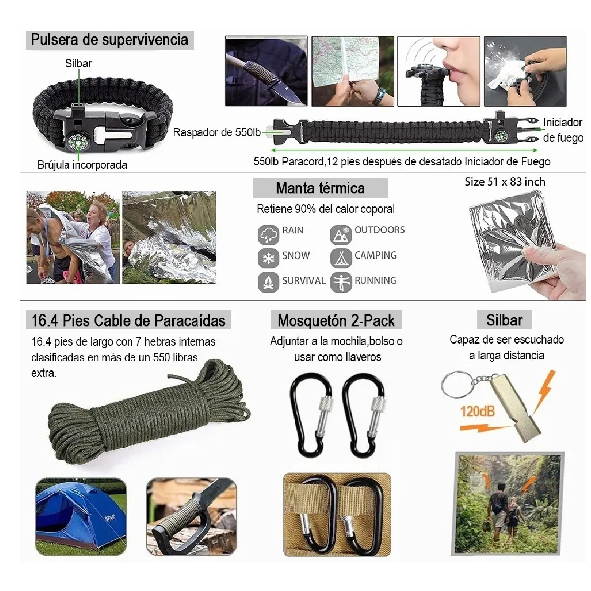 Kit De Supervivencia Tactico Para Camping Portátil