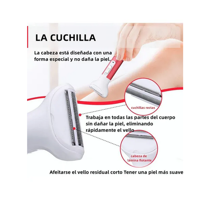 Afeitadora Facial Depiladora Mujer Eléctrica Recargable 5en1