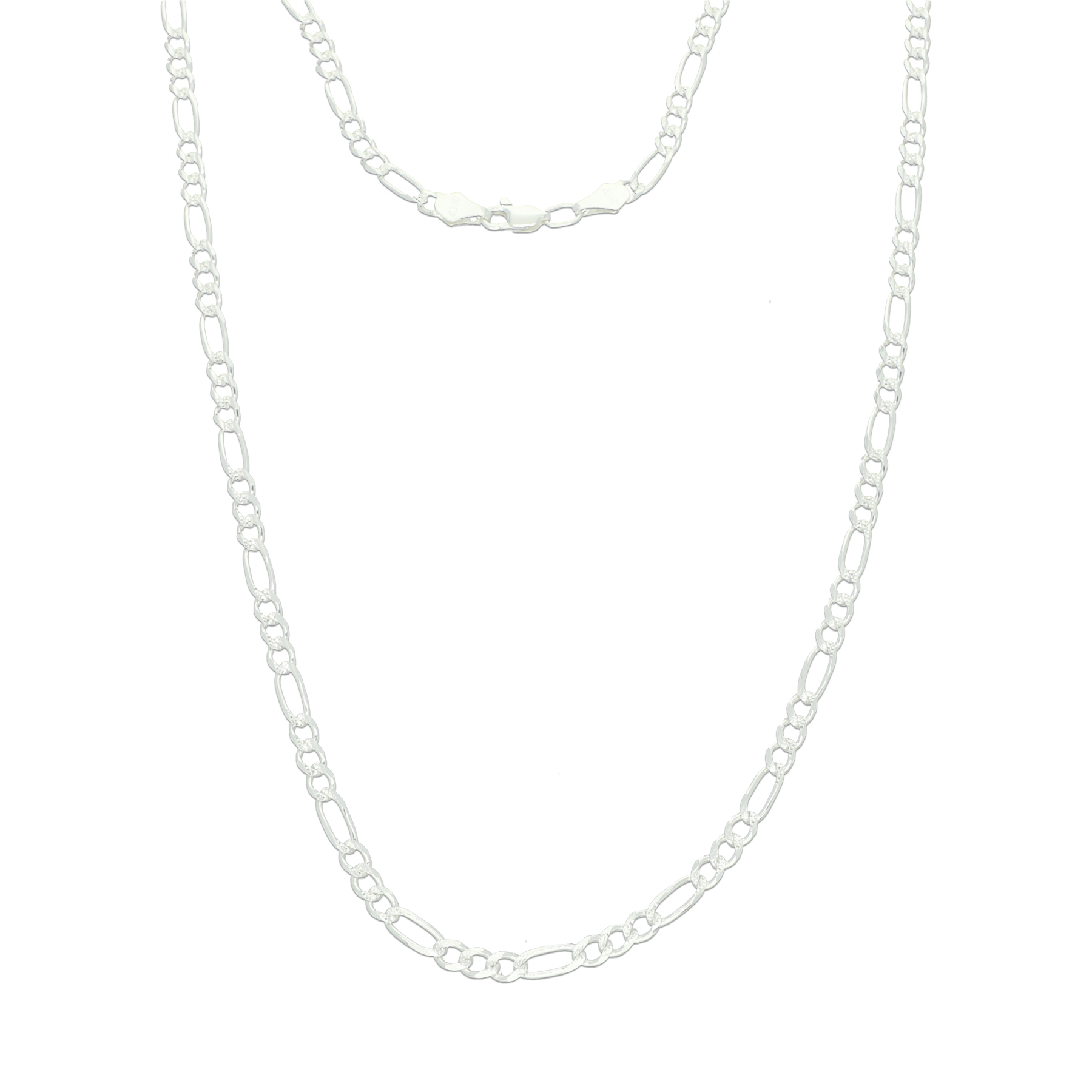 Cadena Gruesa Hombre 70 Cms X 5 Mm Fígaro 3 Por 1 Plata .925