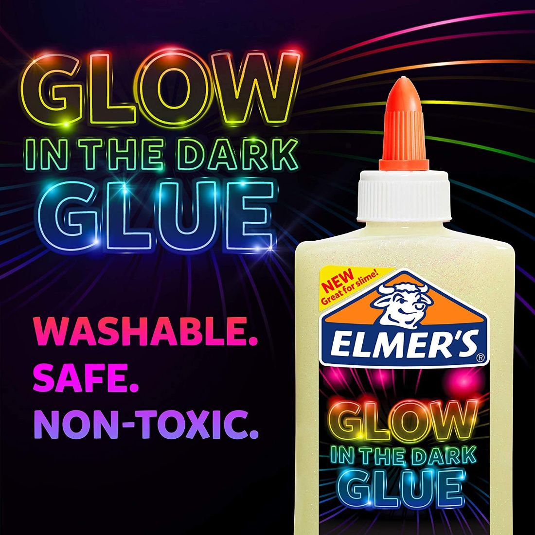 Elmers - Pegamento líquido que brilla en la oscuridad, lavable, natural, 5 onzas, ideal para hacer limo 