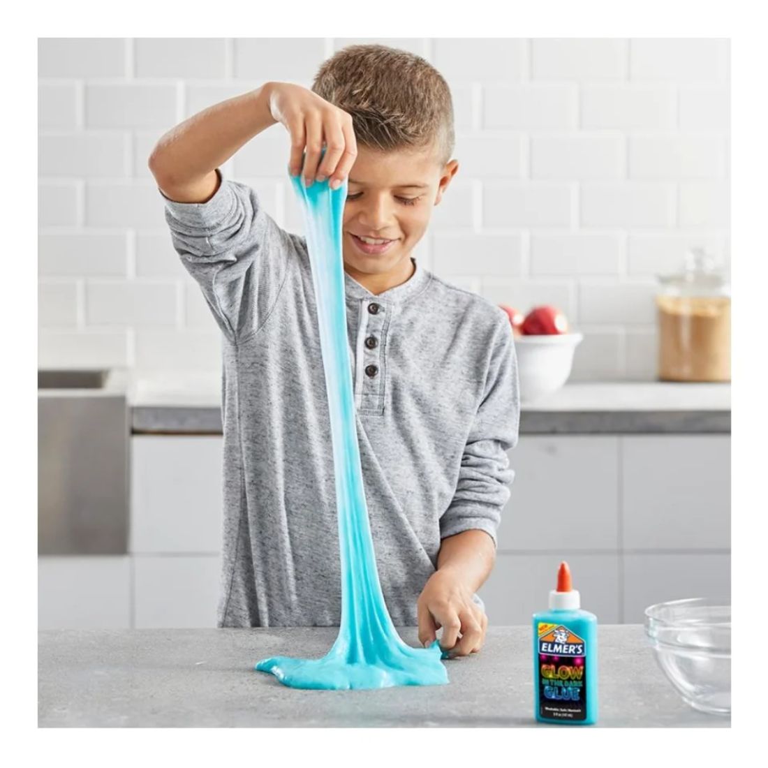 Pegamento líquido que brilla en la oscuridad, lavable, azul, 5 onzas, ideal para hacer limo